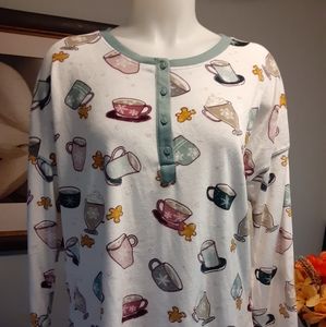 🧘🏼‍♀️ | "Tea Time" Womens Pajama Longsleeve Velour Pants Set.